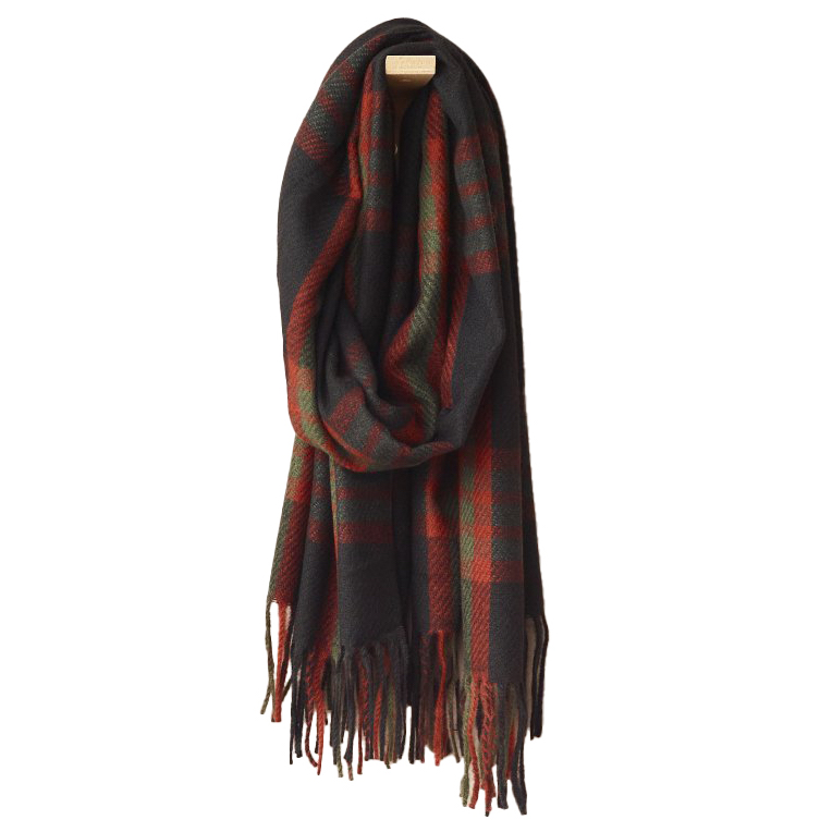 E-shop Šál Inverness 70x190 štvorcový, eben/zelený - Sander
