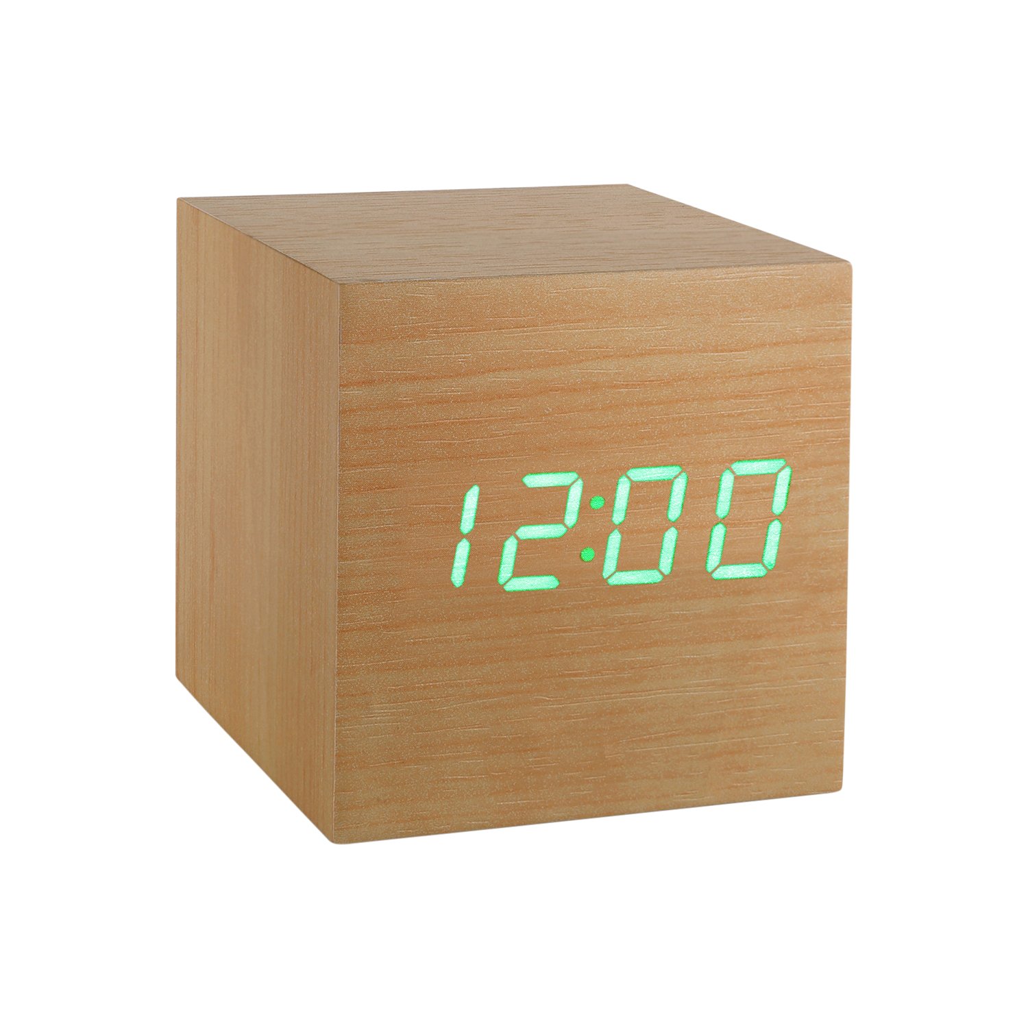 E-shop Budík "Cube Click", buk / zelená - Gingko