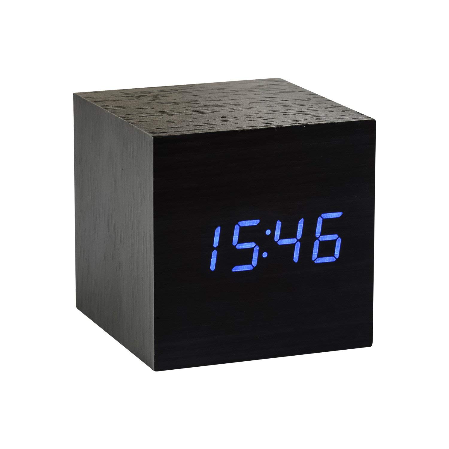 E-shop Budík "Cube Click", čierna / modrá - Gingko