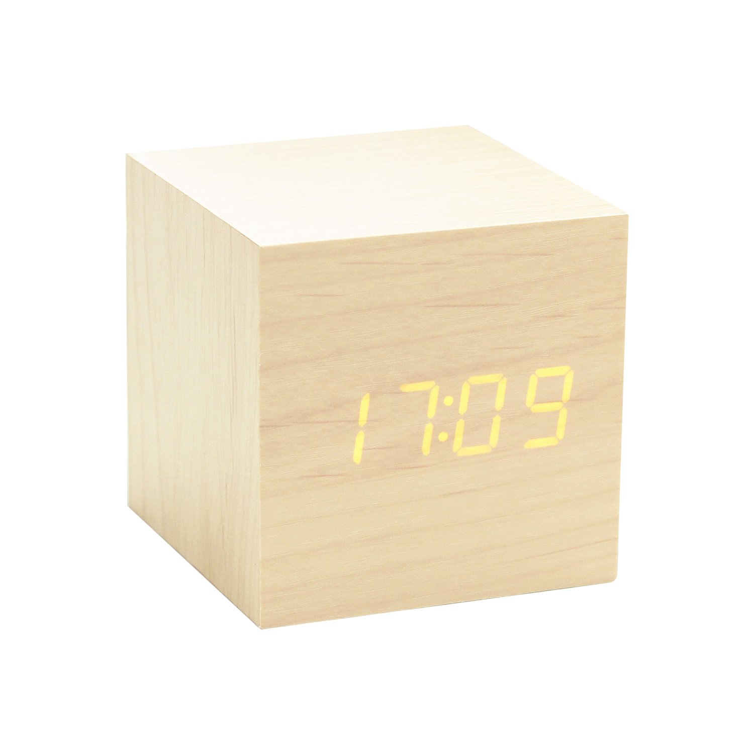 E-shop Budík "Cube Click", javor / oranžová - Gingko