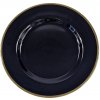 Klubový tanier čierne sklo, zlaté lemovanie