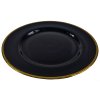 Klubový tanier čierne sklo, zlaté lemovanie