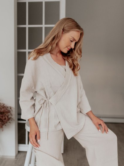 Dámské mušelínové kimono béžové