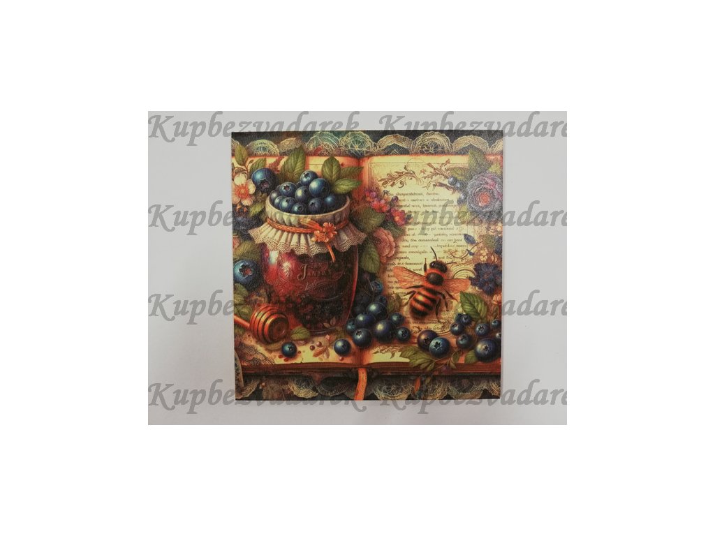 Obrázek na destičce 15 x 15 cm Zavařeniny, ovoce, vintage2