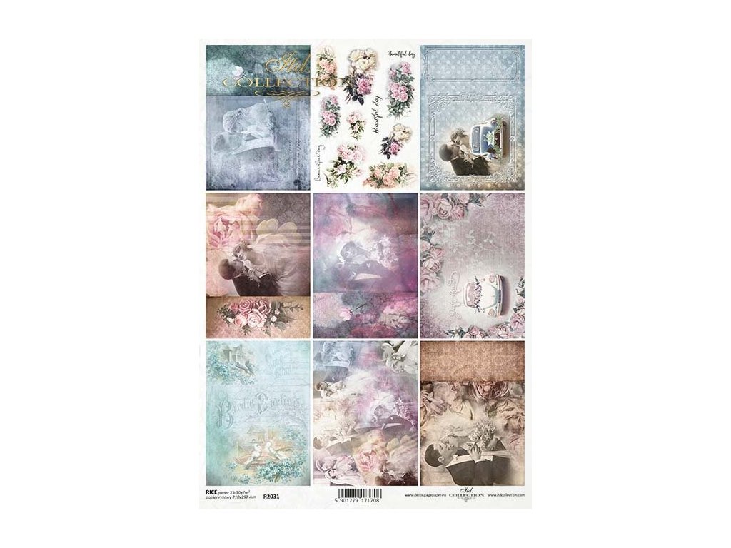 Rýžový papír A4 pro tvoření Vintage , malé motivy R2031