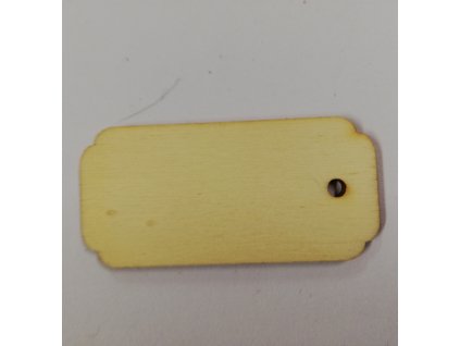 Dřevěný výřez Cedulka s dírkou 6x2,5cm