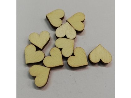 Dřevěný výřez Srdíčko přírodní 1 cm balení 10 ks