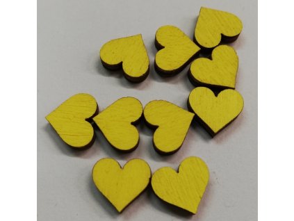 Dřevěný výřez Srdíčko žluté 1 cm balení 10 ks