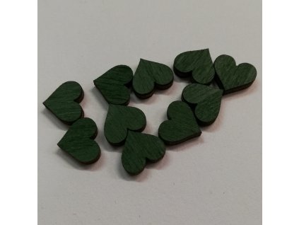 Dřevěný výřez Srdíčko zelené 1 cm balení 10 ks