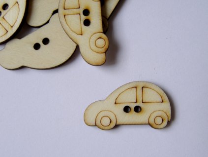 Dřevěný výřez knoflík auto 1,4 x 2,6 cm