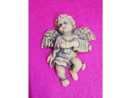 Odlitek dekorace 7x5,5cm andílek s harmonikou