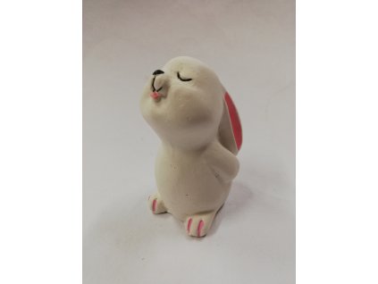 Odlitek dekorace 7x4,5cm sedící zajíček bílý