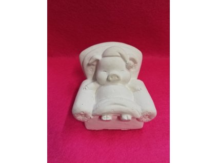 Odlitek dekorace možné další tvoření 6,5x7,5cm prasátko v křesle