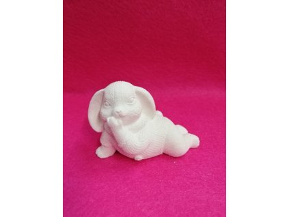 Odlitek dekorace možné další tvoření 5,5x7,5cm ležící zajíček
