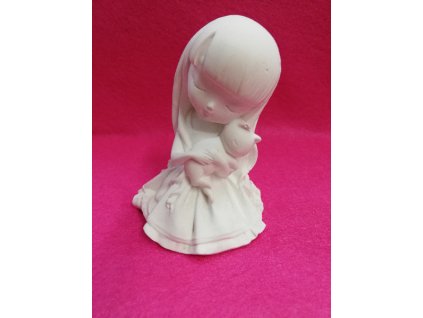 Odlitek dekorace možné další tvoření 10x7cm Děvčátko s kočičkou