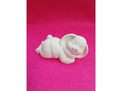 Odlitek dekorace možné další tvoření 4x8cm spící zajíček