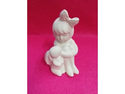 Odlitek dekorace možné další tvoření 9x6cm Děvčátko se zajíčkem