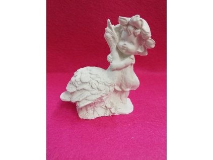 Odlitek dekorace možné další tvoření 11x10,5cm Víla s husou