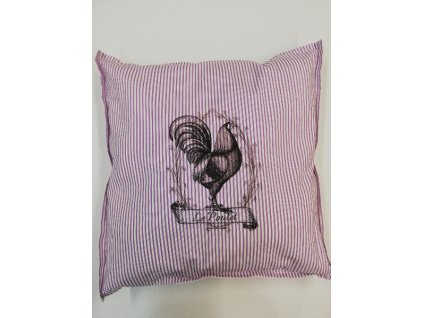 Polštářek 40 x 40 cm duté vlákno fialový proužek slepice