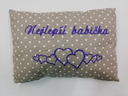 Polštářek 30 x 20 cm s dutým vláknem béžový výšivka Nejlepší babička