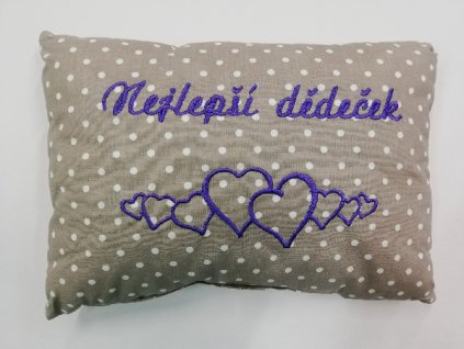 Polštářek 30 x 20 cm s dutým vláknem béžový výšivka Nejlepší dědeček