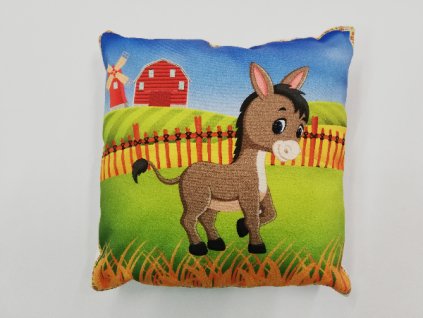 Polštář 20 x 20 cm oslík na farmě