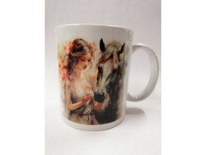 Hrnek s motivem objem 330 ml - Dívka s koněm - č.1