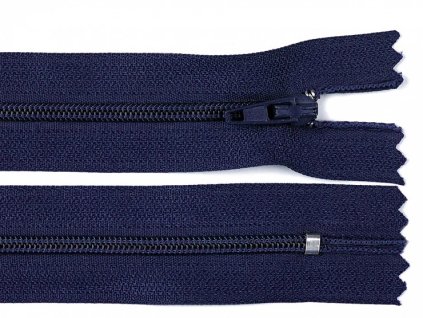Zip spirálový šíře 3 mm, délka 25 cm modrá tmavá