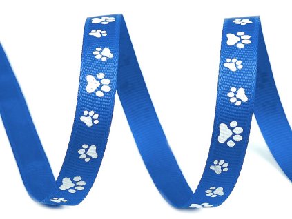 Rypsová stuha šíře 10mm tlapky modrá