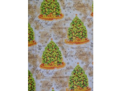 Bavlněná česká látka šíře 160cm vánoční stromek (50cm)