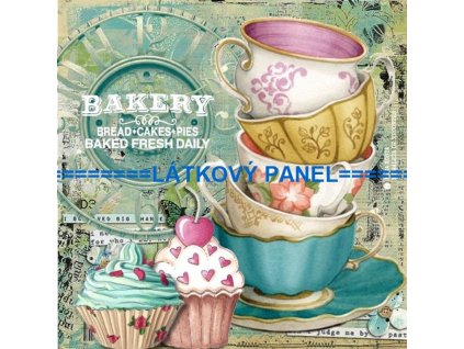Panel bavlna - Čaj, dortíky - 204-15