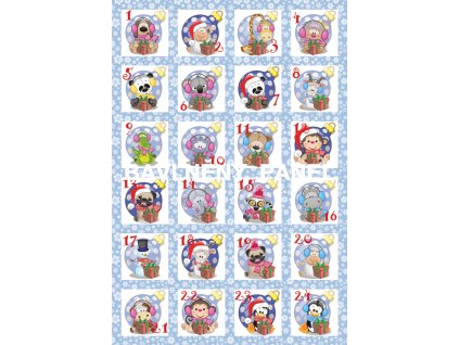 Panel bavlna - Adventní kalendář-124-22a