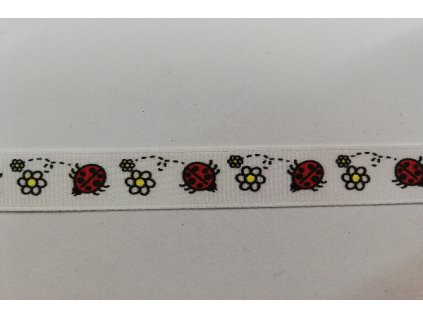 Rypsová stuha s potiskem 15 mm Berušky