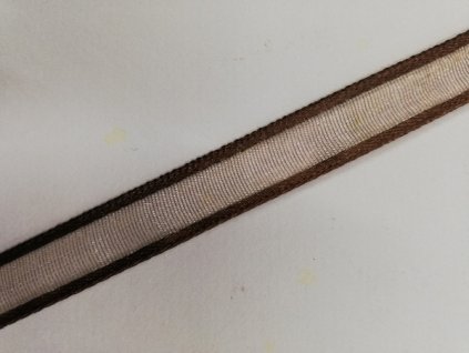 Šifonová stuha s hnědým okrajem 10 mm