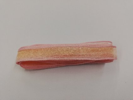 Šifonová stuha růžová s tmavým okrajem 9 mm 2 m