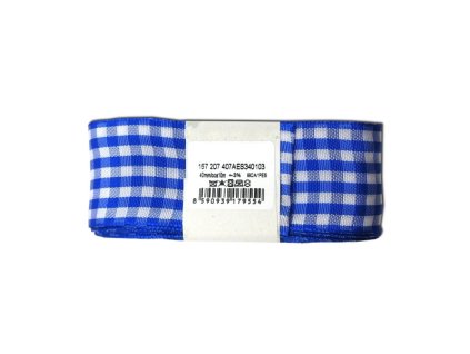 Česká stuha Dobruška károvaná 40 mm modrá