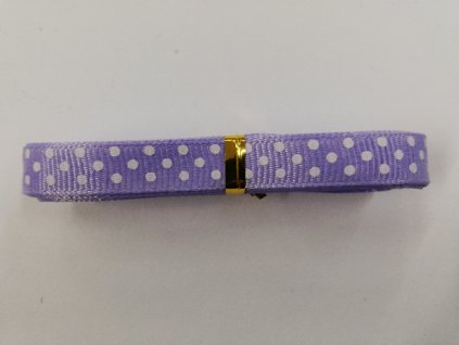 Rypsová stuha 9 mm fialová s puntíky 4,5m