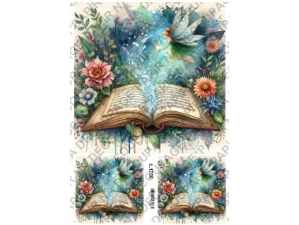 Rýžový a soft papír na decoupage - Knižní víla - KB01736