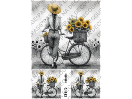 Rýžový a soft papír na decoupage - Žena a slunečnice - KB01822