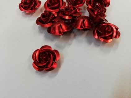Kovová růžička Červená 1,5cm