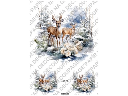 Rýžový a soft papír na decoupage - Zimní krajinka - KB2670