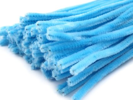 Chlupatý drátek Ø6 mm délka cca 30 cm sv.modrý