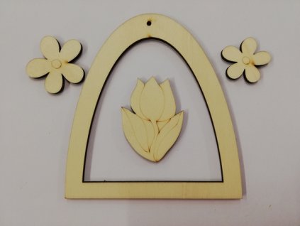 Velikonoční skládačka tulipán v oblouku s květinami