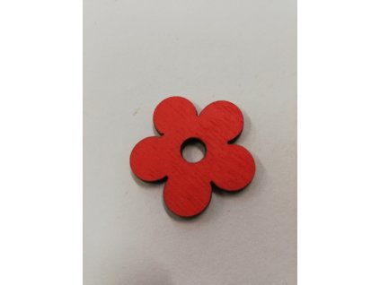 Dřevěný výřez kytka s vyřezaným středem červená 3 cm
