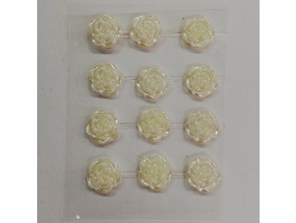 Samolepící růže na lepicím proužku bílá 12 ks