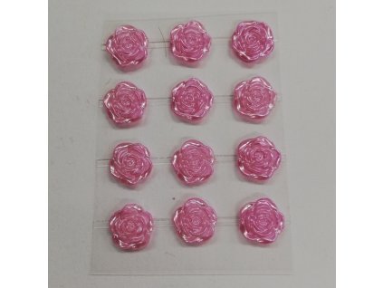 Samolepící růže na lepicím proužku růžová 12 ks