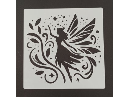 Šablona plastová pro kreativní tvoření - 15,2 x 15,2 - víla č.3