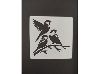Šablona plastová pro kreativní tvoření - 10,2 x 10,2 - ptáčci č.1
