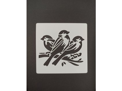 Šablona plastová pro kreativní tvoření - 10,2 x 10,2 - ptáčci č.2
