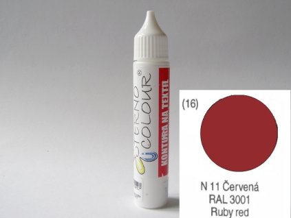 Konturovací barva na textil a hedvábí TERNO balení 20g červená